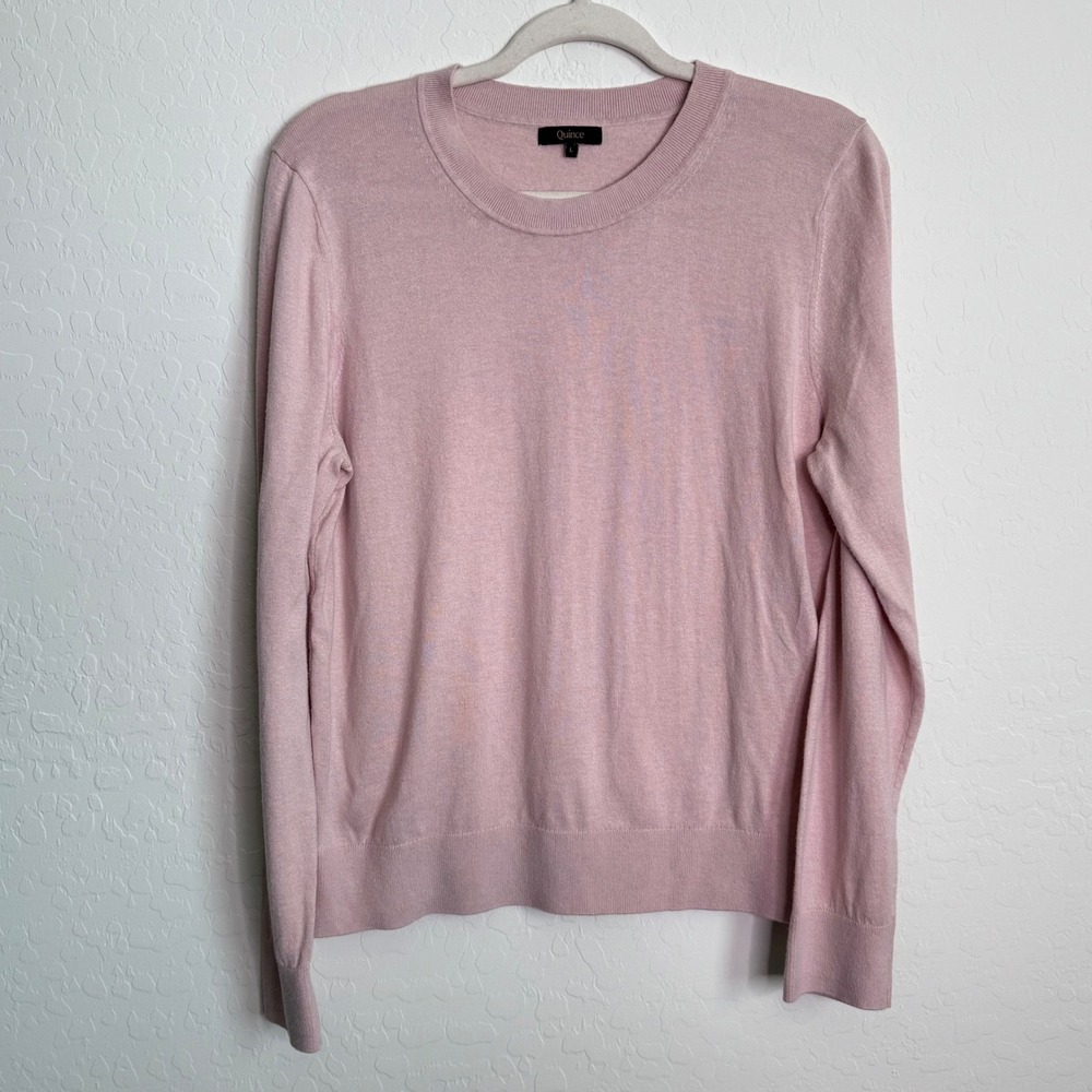 Quince Womens Cotton Cashmere Crew Sweater Sugar Stone Pink Quiet Luxury Size L